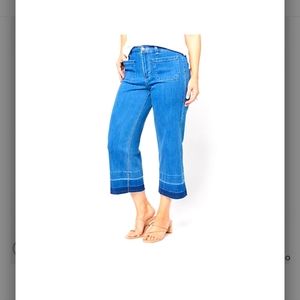 QVC Susan Graver Reg Wide Crop Jean with Released Hem Medium Wash Plus 26